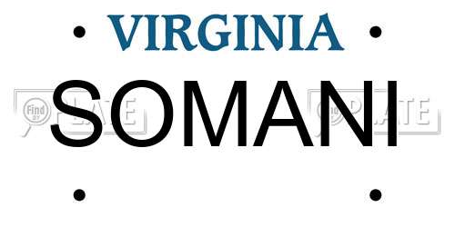 SOMANI Virginia License Plate