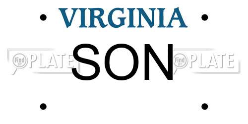 SON Virginia License Plate