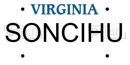 SONCIHU Virginia License Plate