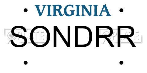 SONDRR Virginia License Plate