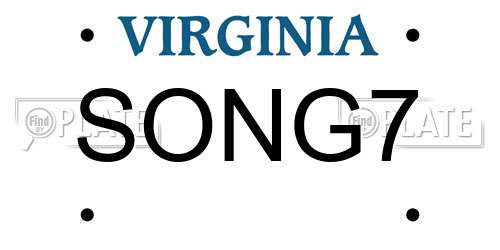 SONG7 Virginia License Plate