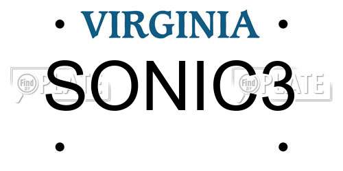 SONIC3 Virginia License Plate