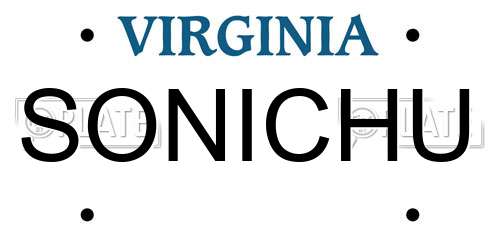 SONICHU Virginia License Plate