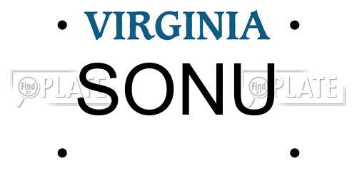 SONU Virginia License Plate