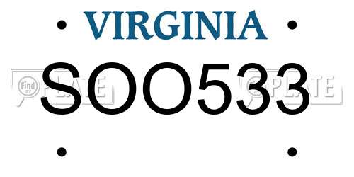 SOO533 Virginia License Plate