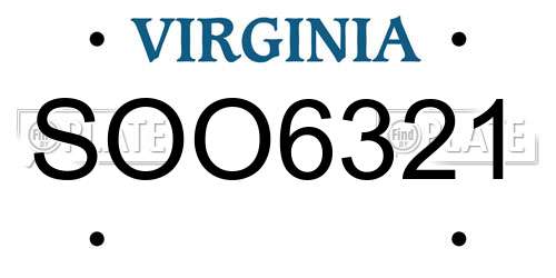 SOO6321 Virginia License Plate