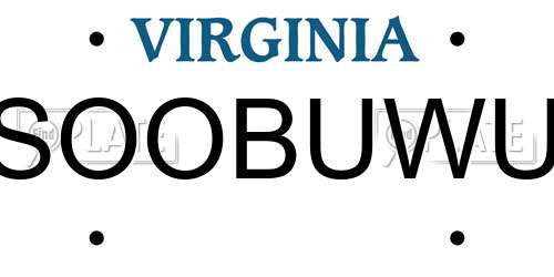 SOOBUWU Virginia License Plate
