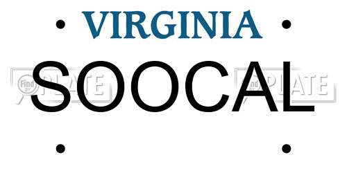 SOOCAL Virginia License Plate