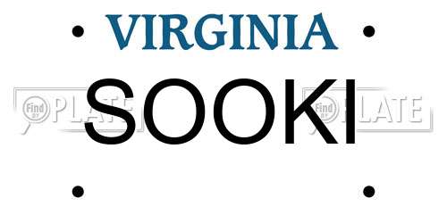 SOOKI Virginia License Plate