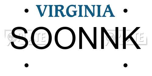 SOONNK Virginia License Plate