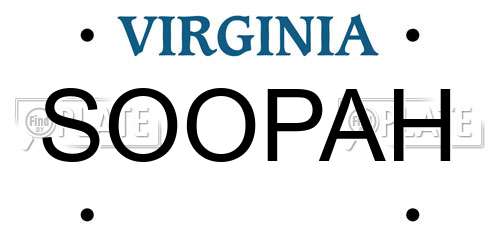 SOOPAH Virginia License Plate