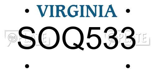 SOQ533 Virginia License Plate