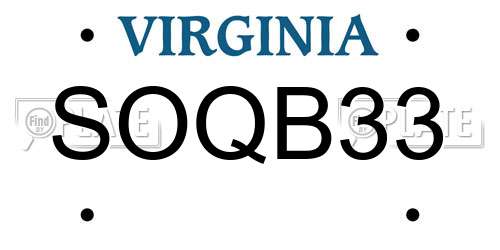 SOQB33 Virginia License Plate