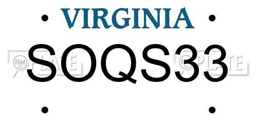 SOQS33 Virginia License Plate