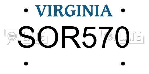 SOR570 Virginia License Plate
