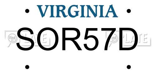 SOR57D Virginia License Plate