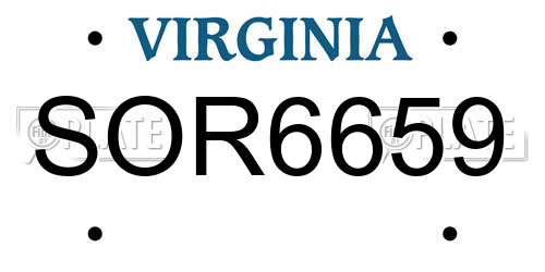 SOR6659 Virginia License Plate