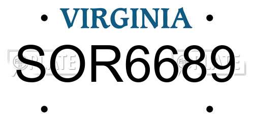 SOR6689 Virginia License Plate