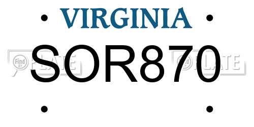 SOR870 Virginia License Plate