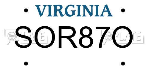 SOR87O Virginia License Plate