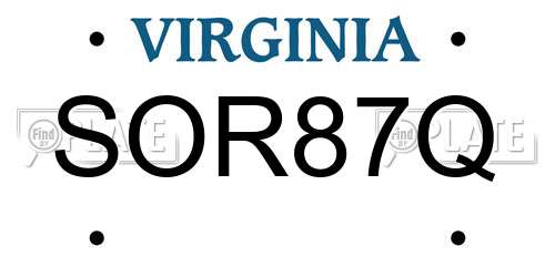 SOR87Q Virginia License Plate