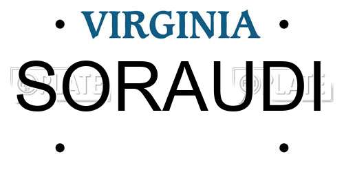 SORAUDI Virginia License Plate