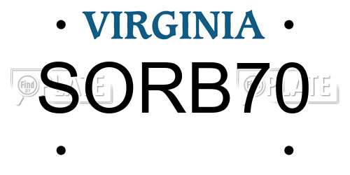 SORB70 Virginia License Plate