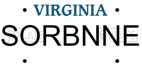 SORBNNE Virginia License Plate
