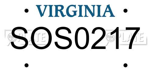 SOS0217 Virginia License Plate