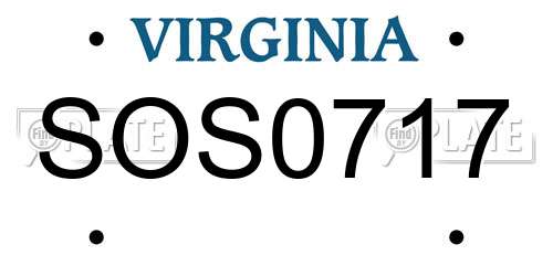 SOS0717 Virginia License Plate