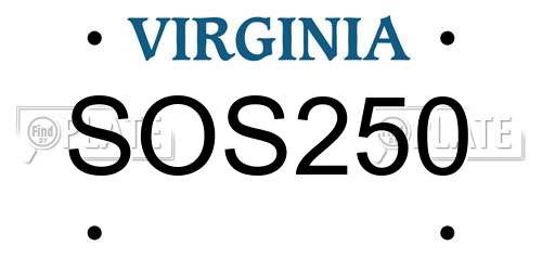 SOS250 Virginia License Plate