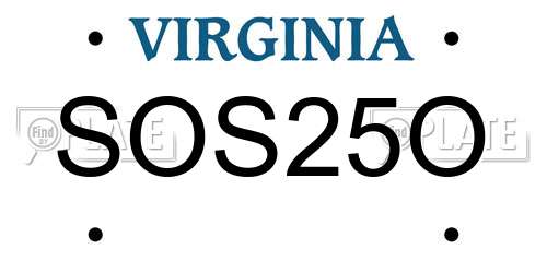 SOS25O Virginia License Plate