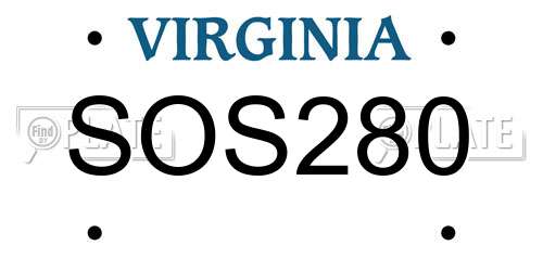 SOS280 Virginia License Plate