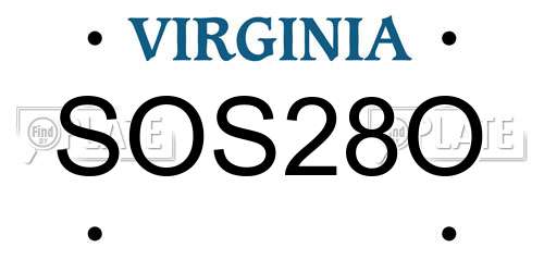 SOS28O Virginia License Plate
