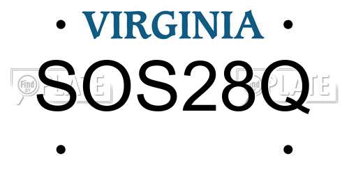 SOS28Q Virginia License Plate