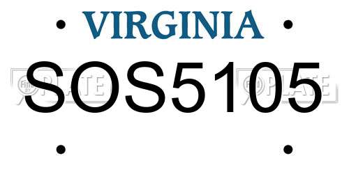 SOS5105 Virginia License Plate