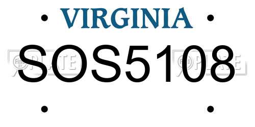 SOS5108 Virginia License Plate