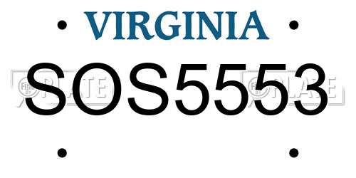 SOS5553 Virginia License Plate