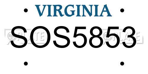SOS5853 Virginia License Plate