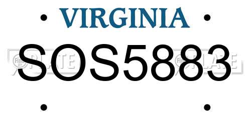 SOS5883 Virginia License Plate