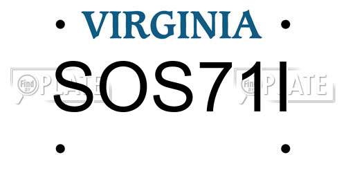SOS71I Virginia License Plate