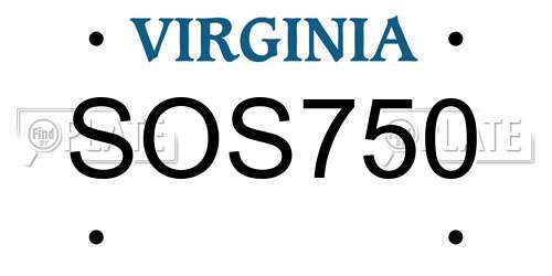 SOS750 Virginia License Plate