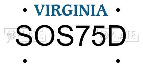 SOS75D Virginia License Plate