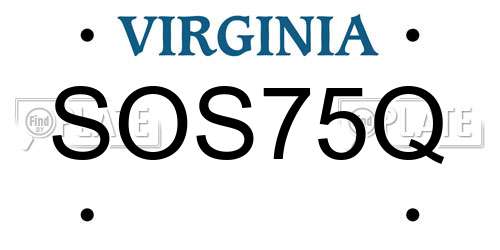 SOS75Q Virginia License Plate