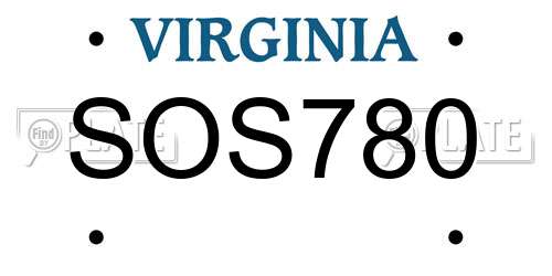 SOS780 Virginia License Plate