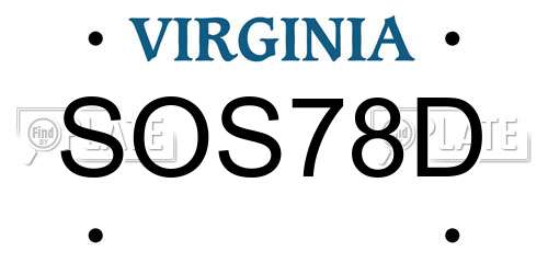 SOS78D Virginia License Plate