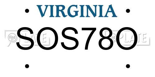 SOS78O Virginia License Plate