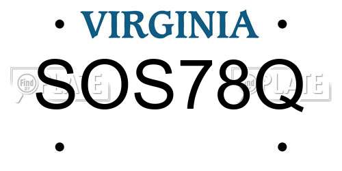 SOS78Q Virginia License Plate