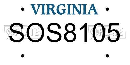 SOS8105 Virginia License Plate