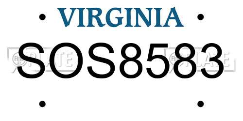 SOS8583 Virginia License Plate